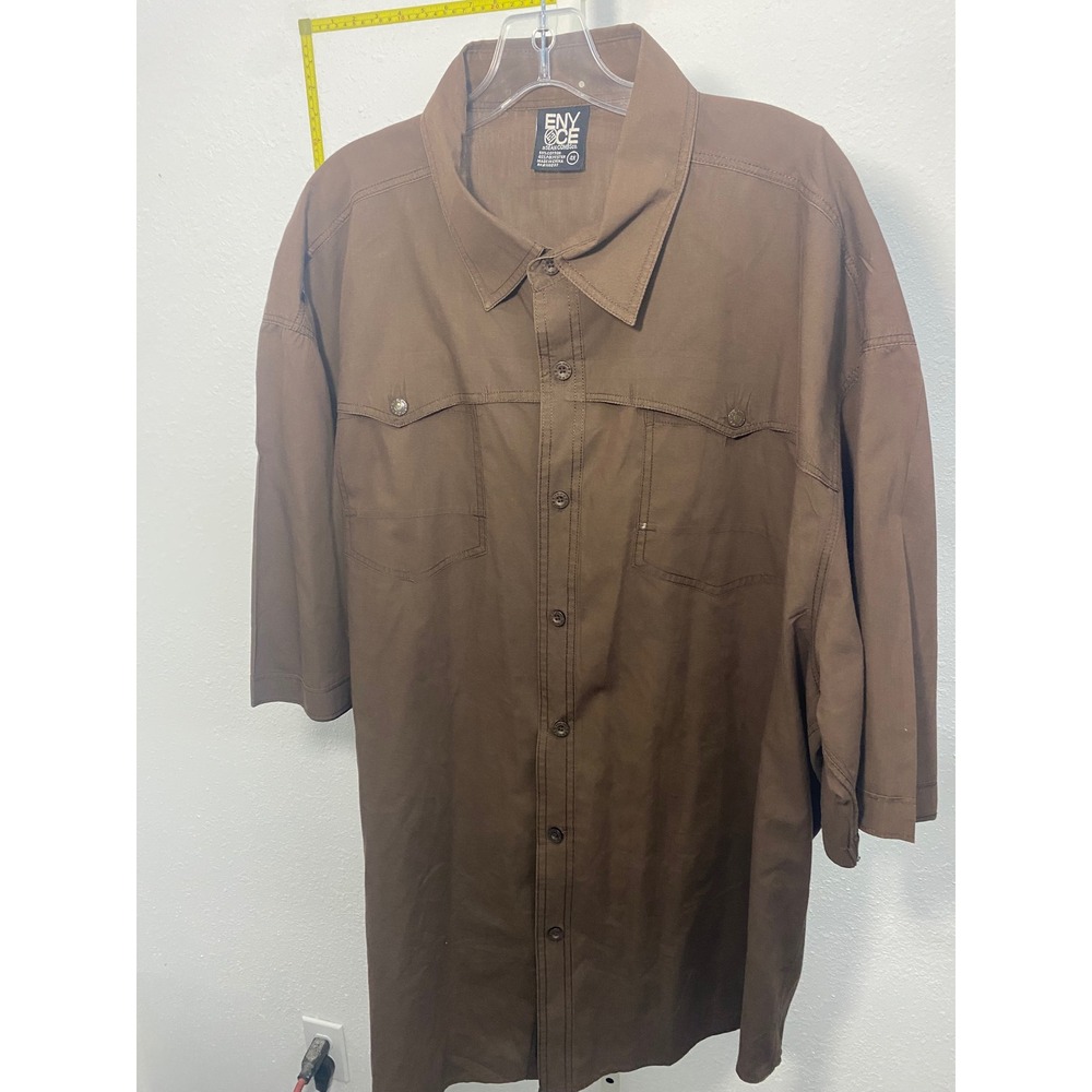 Enyce Sean Combs Co Mens 4X Brown Short Sleeve Button Down Shirt Y2K Streetwear